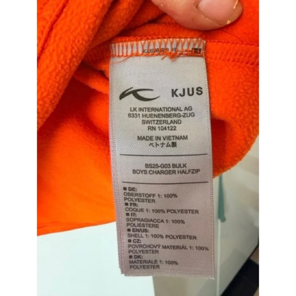 KJUS Boys Orange Charger Half-Zip Fleece Midlayer Size 164 Ski